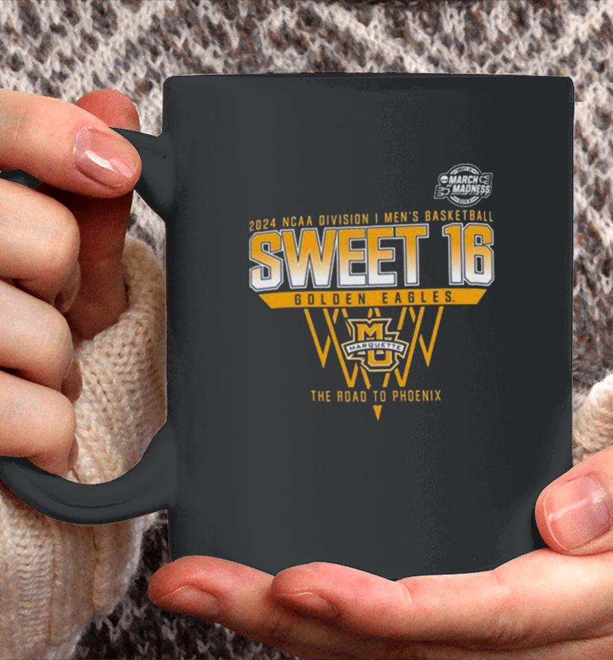 Marquette Golden Eagles 2024 Ncaa Division I Men’s Basketball Sweet 16 The Road To Phoenix Coffee Mug