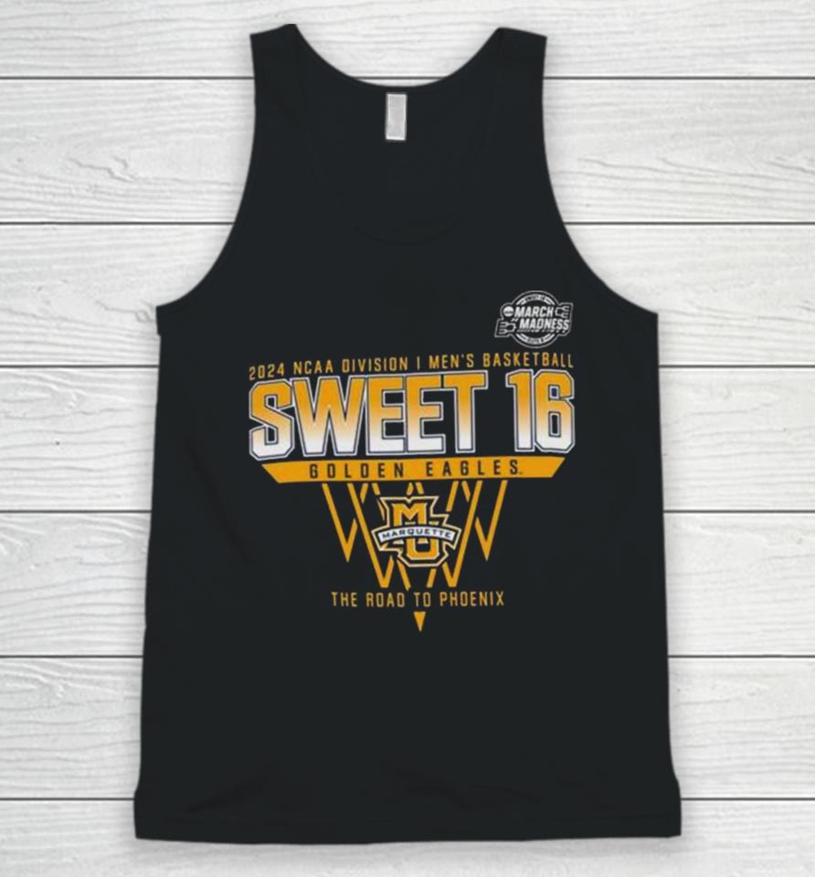 Marquette Golden Eagles 2024 Ncaa Division I Men’s Basketball Sweet 16 The Road To Phoenix Unisex Tank Top