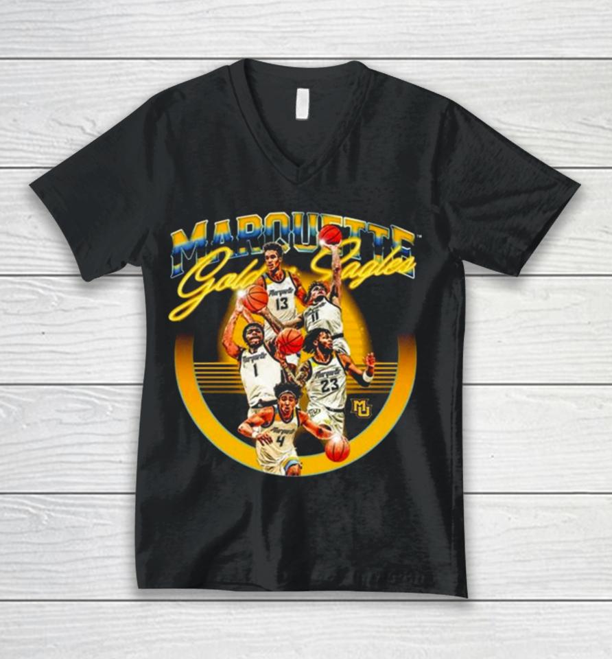 Marquette Golden Eagles 2024 Ncaa Men’s Basketball 2023 – 2024 Post Season Unisex V-Neck T-Shirt