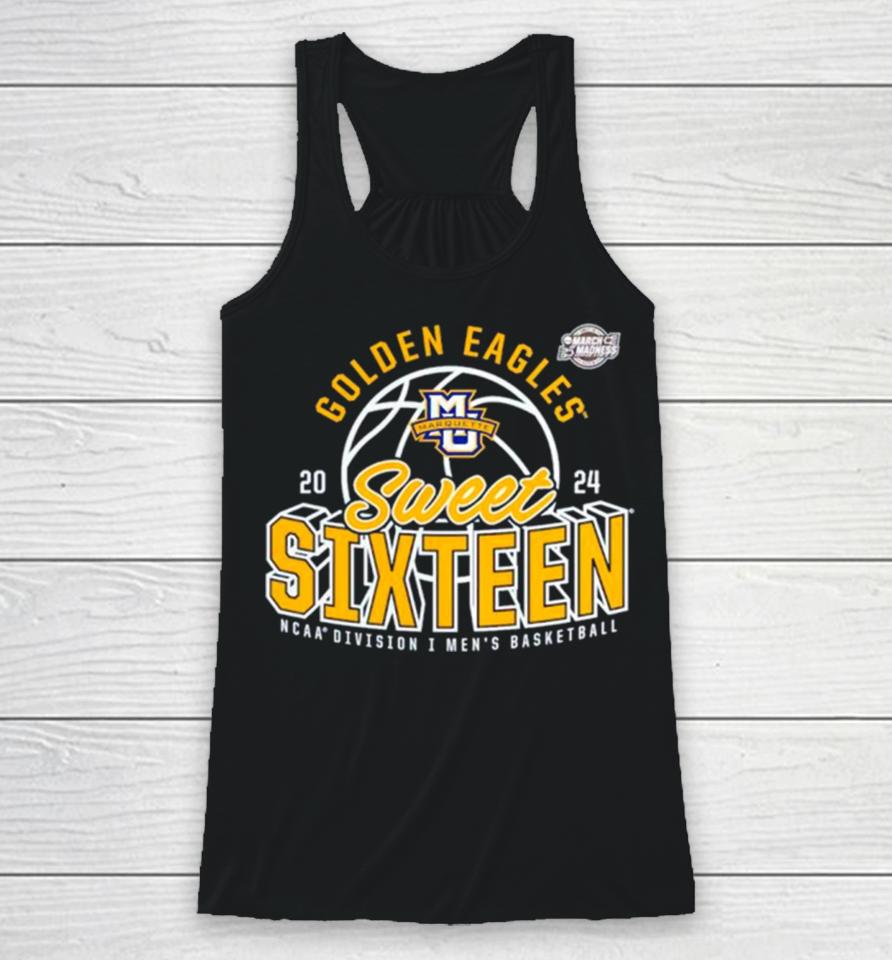 Marquette Golden Eagles 2024 Ncaa Men’s Basketball Tournament March Madness Sweet Sixteen Defensive Stance Racerback Tank