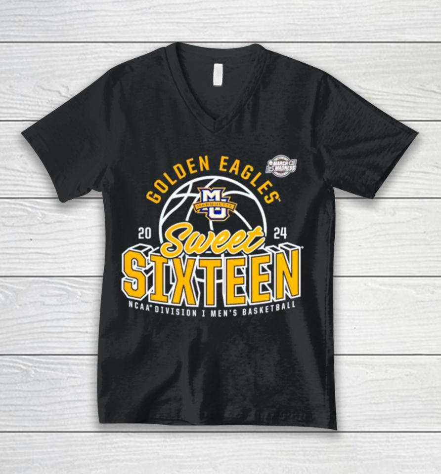 Marquette Golden Eagles 2024 Ncaa Men’s Basketball Tournament March Madness Sweet Sixteen Defensive Stance Unisex V-Neck T-Shirt