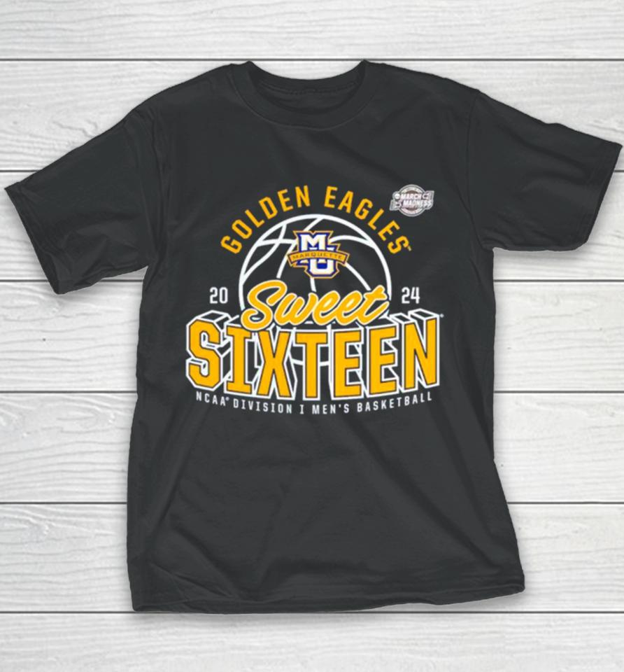 Marquette Golden Eagles 2024 Ncaa Men’s Basketball Tournament March Madness Sweet Sixteen Defensive Stance Youth T-Shirt