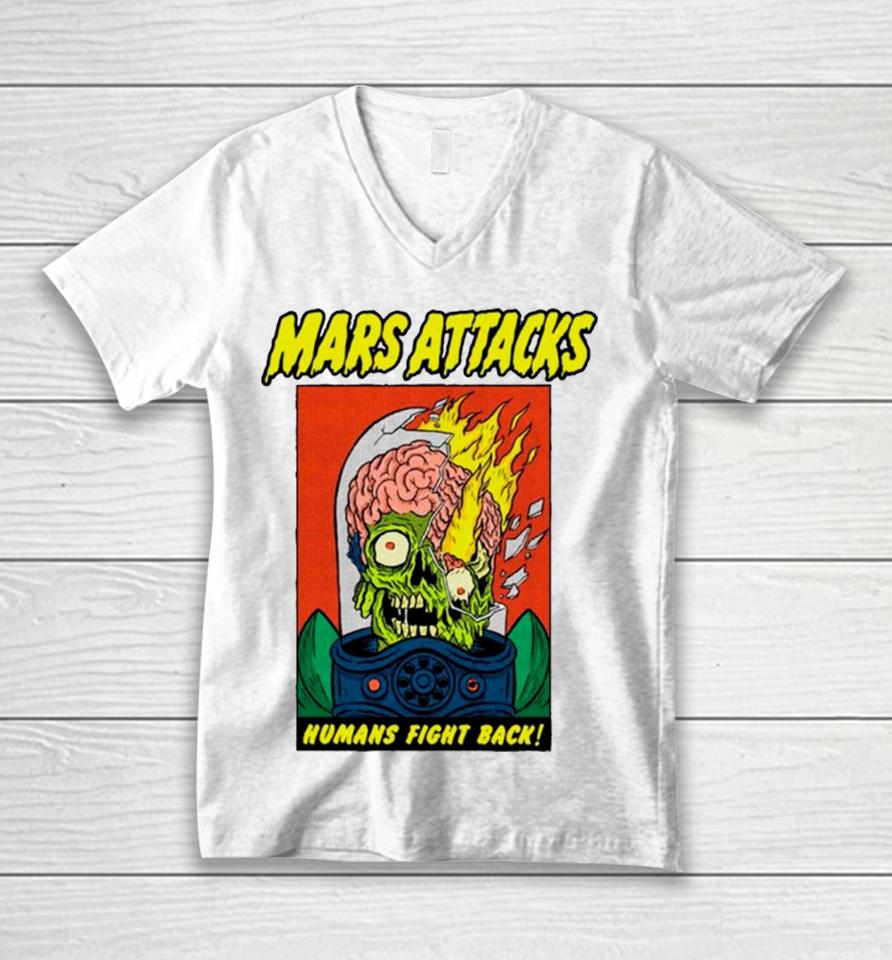 Mars Attacks Humans Fight Back Unisex V-Neck T-Shirt
