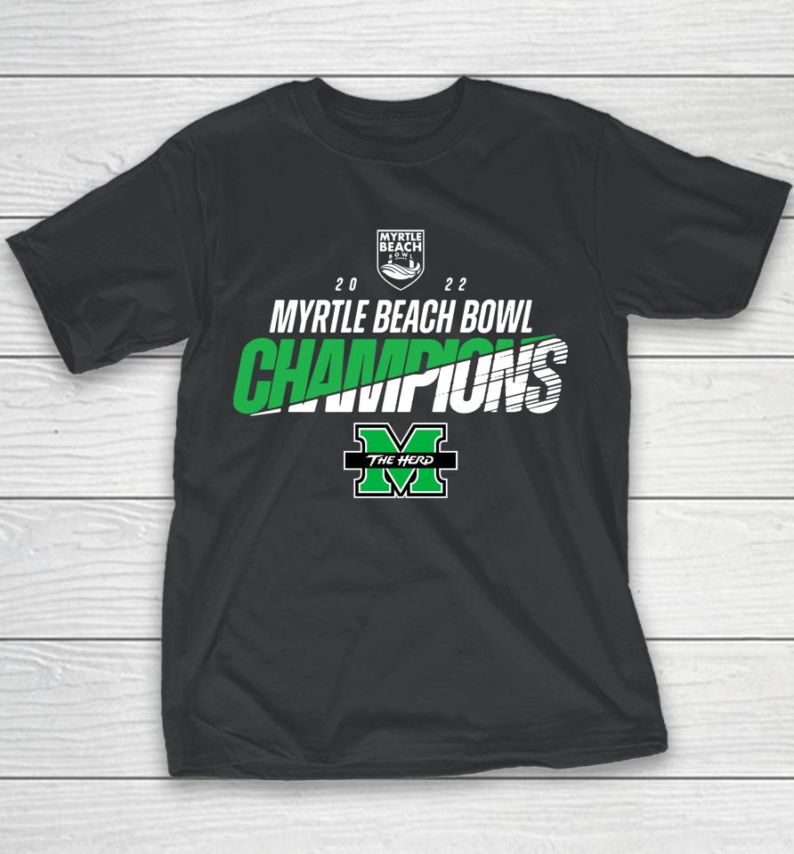 Marshall Champion 2022 Myrtle Beach Bowl Black Youth T-Shirt