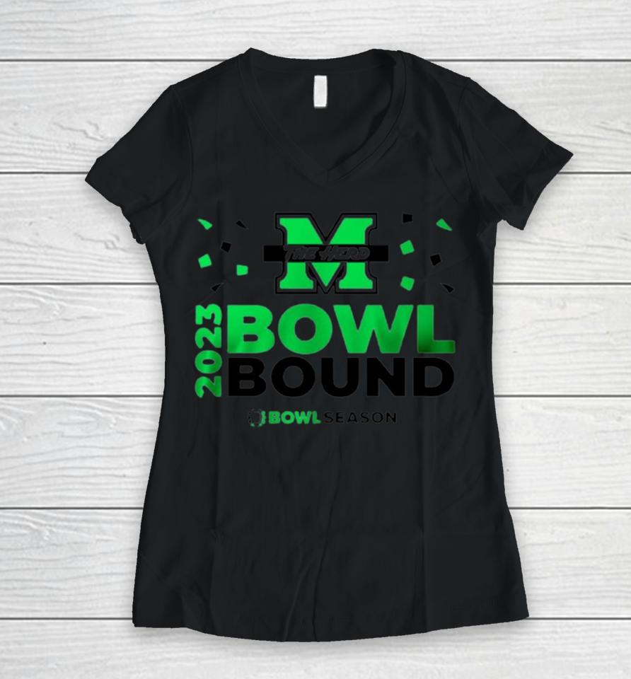Marshall Thundering Herd 2023 Bowl Bound Bowl Season Women V-Neck T-Shirt