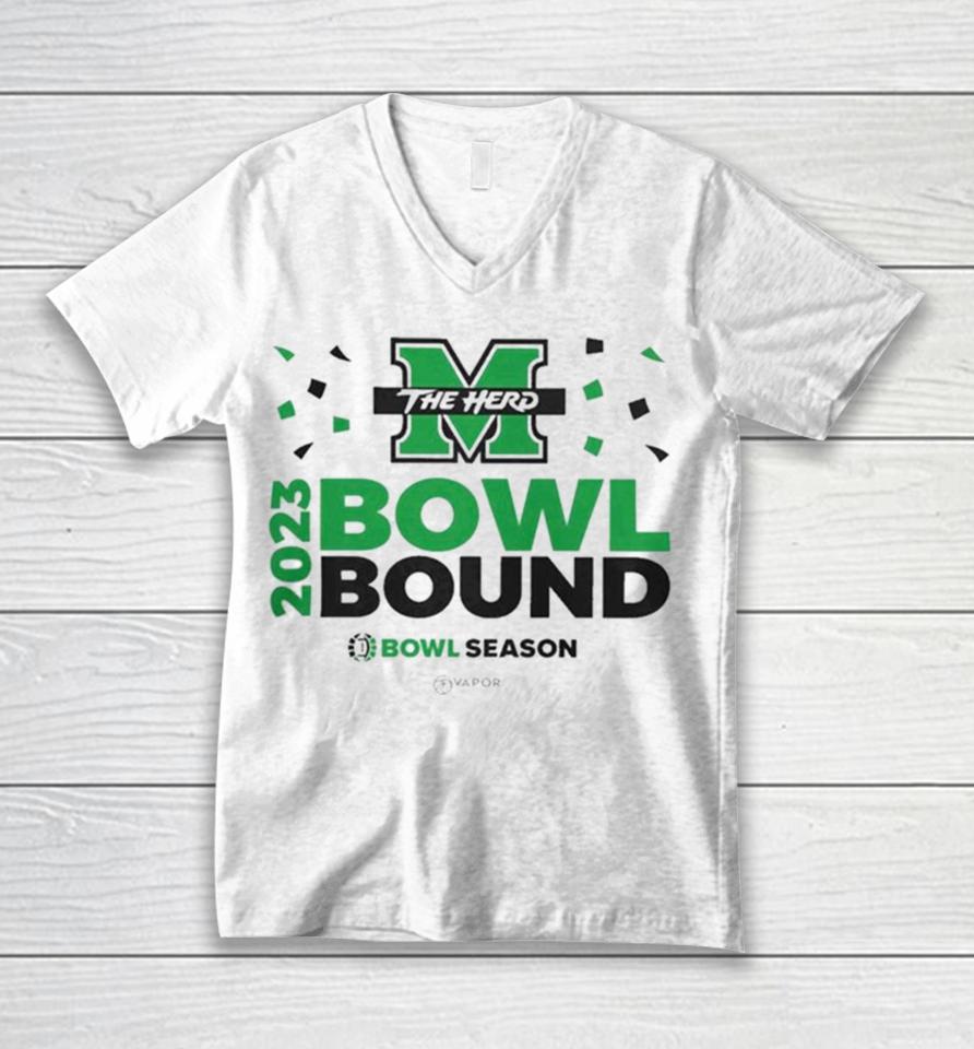 Marshall Thundering Herd Football Bowl Bound 2023 Bowl Season Unisex V-Neck T-Shirt