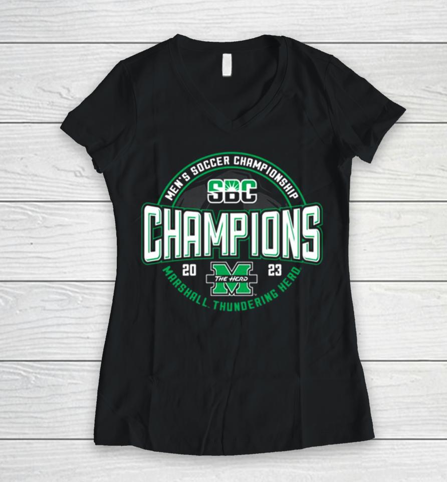 Marshall Thundering Herd Sun Belt Conference Champions 2023 Women V-Neck T-Shirt