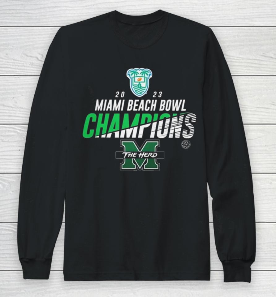Marshall University 2023 Miami Beach Bowl Champions Marshall Thundering Herd Long Sleeve T-Shirt