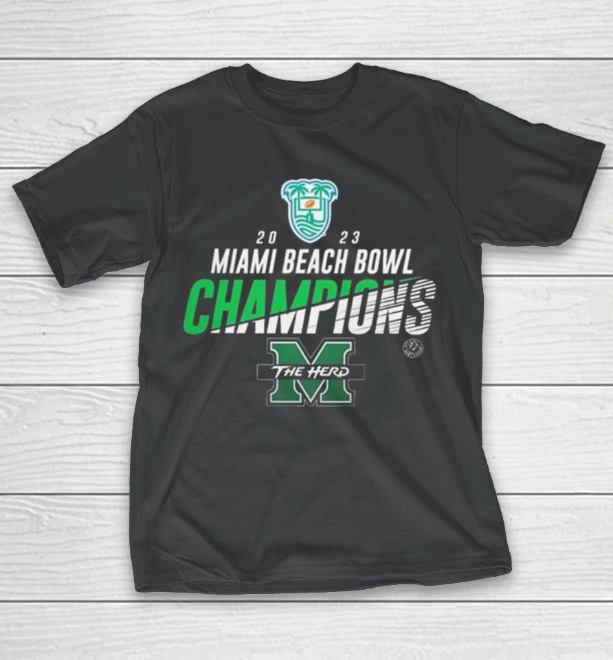 Marshall University 2023 Miami Beach Bowl Champions Marshall Thundering Herd T-Shirt