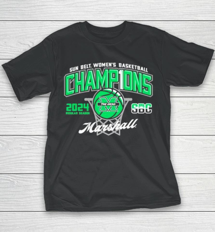 Marshall University Women’s Basketball 2024 Sun Belt Conference Regular Season Champions Youth T-Shirt