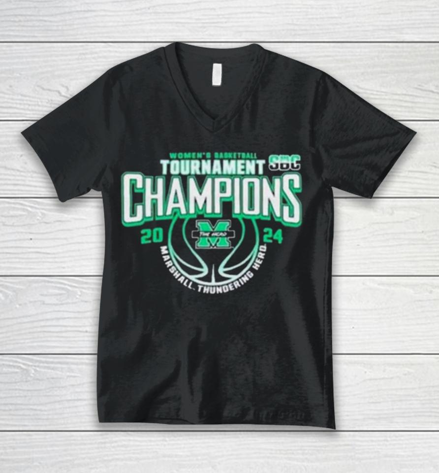 Marshall University Women’s Basketball 2024 Sun Belt Conference Tournament Champions Unisex V-Neck T-Shirt