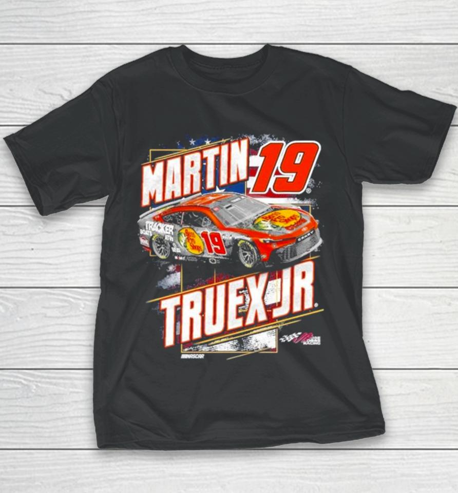 Martin Truex Jr Joe Gibbs Racing Team Collection Navy Bass Pro Shops Patriotic 2024 Youth T-Shirt