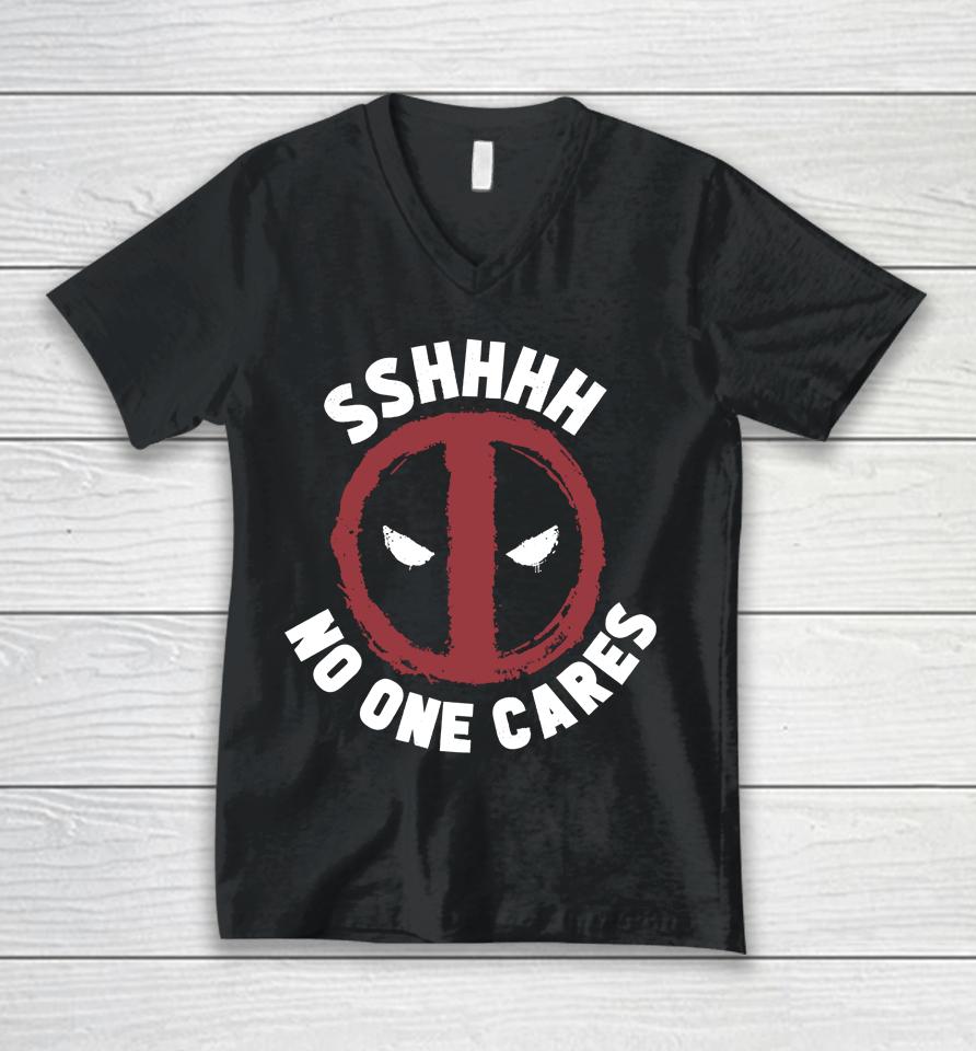 Marvel Big &Amp; Tall Deadpool Sshhhh No One Cares Unisex V-Neck T-Shirt
