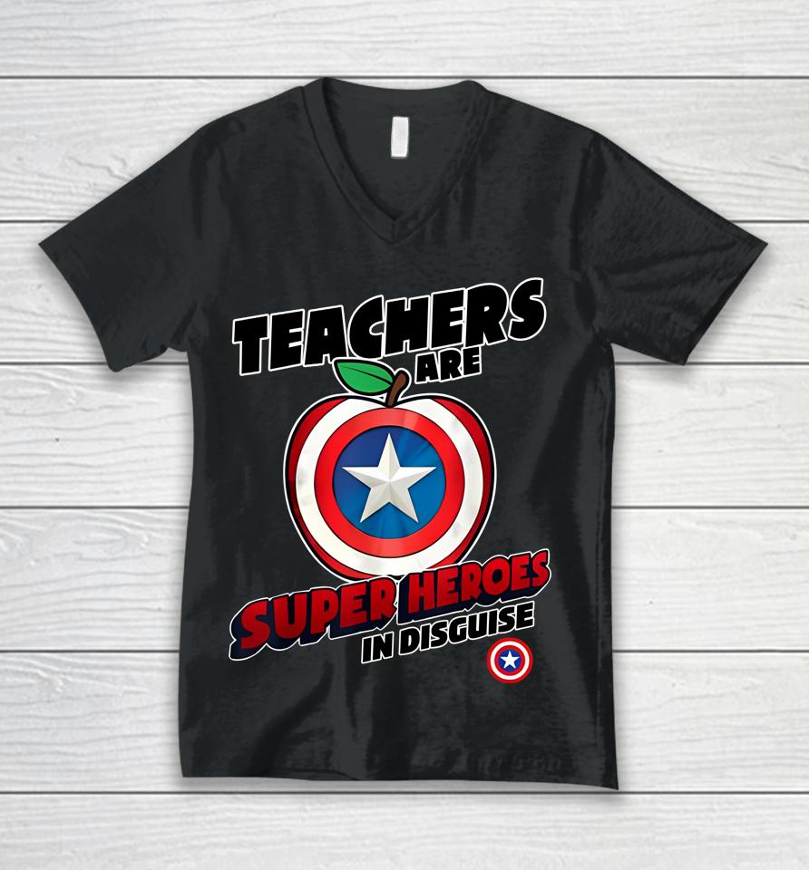 Marvel Captain America Teachers Are Super Heroes In Disguise Unisex V-Neck T-Shirt