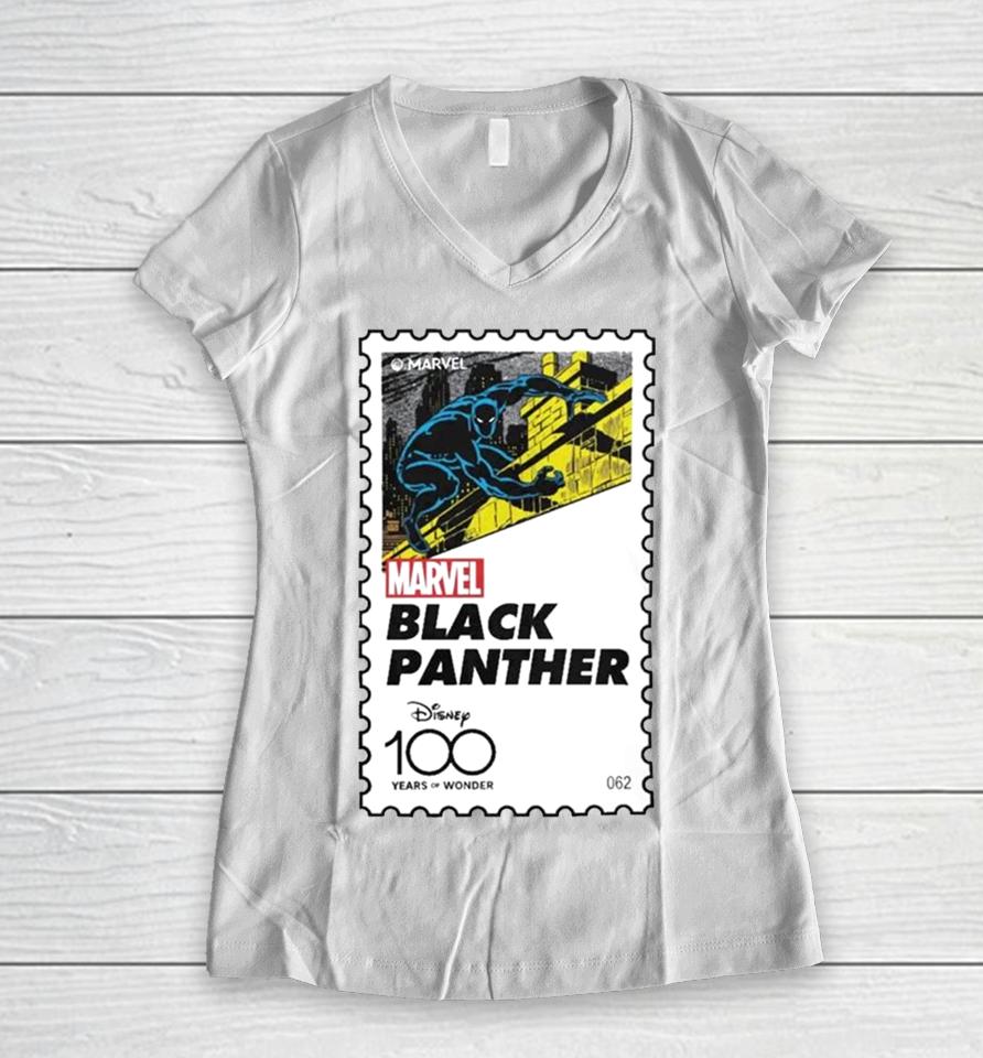 Marvel Panther Graphic Disney 100 Years Of Wonder Women V-Neck T-Shirt
