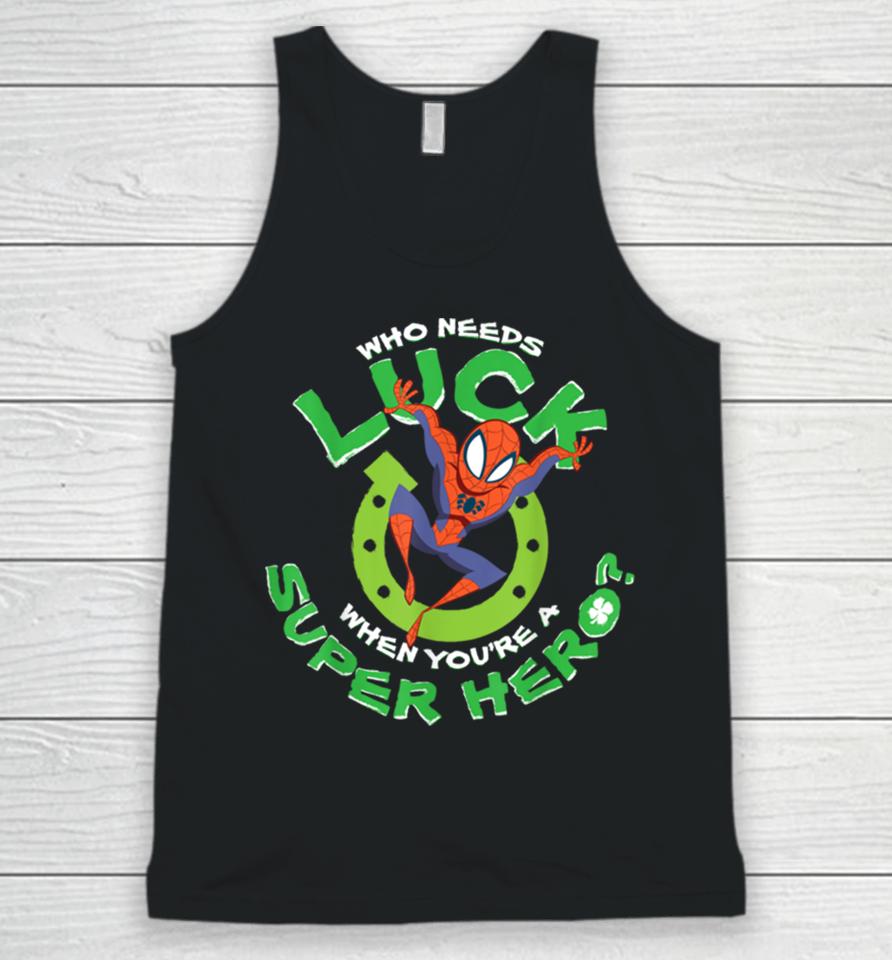 Marvel Spider Man Who Needs Luck St Patrick’s Day Unisex Tank Top