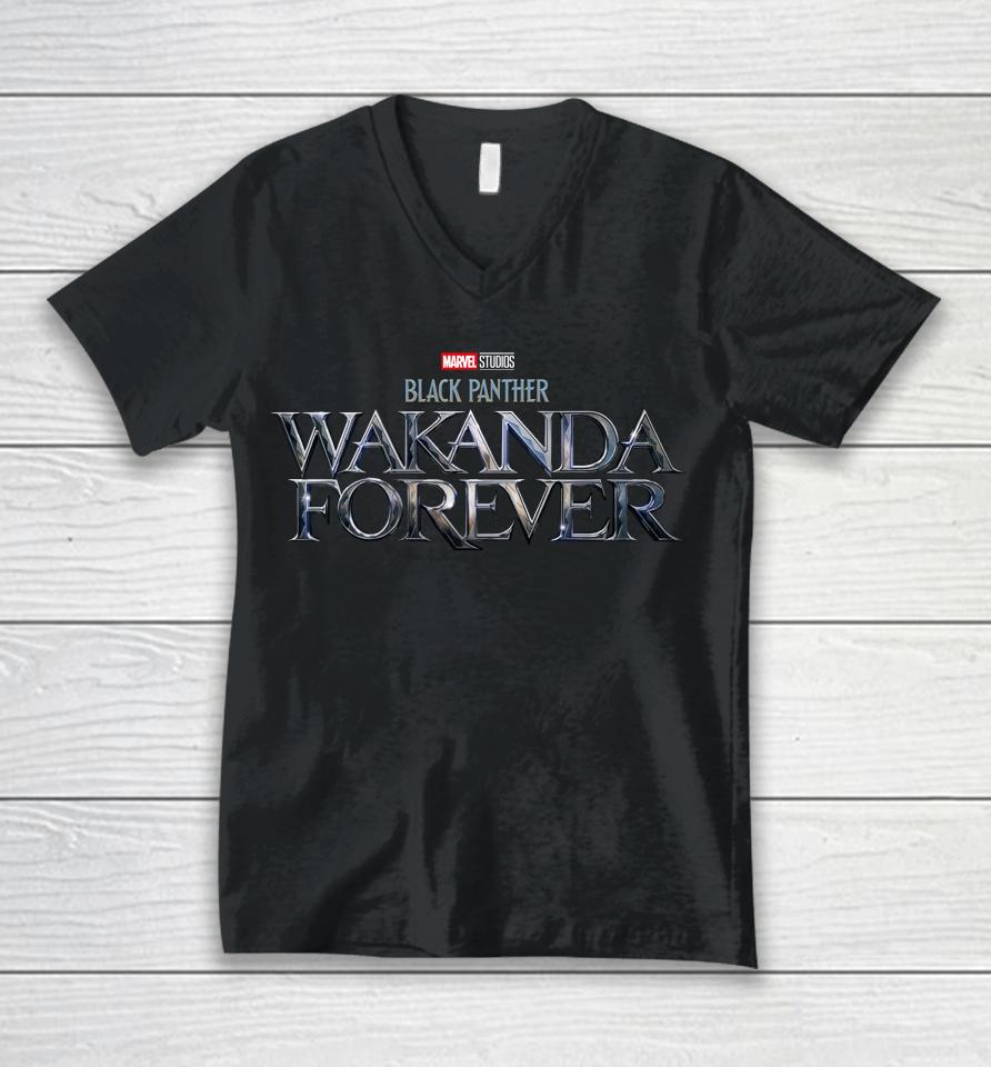 Marvel Studio Black Panther Wakanda Forever Logo Unisex V-Neck T-Shirt