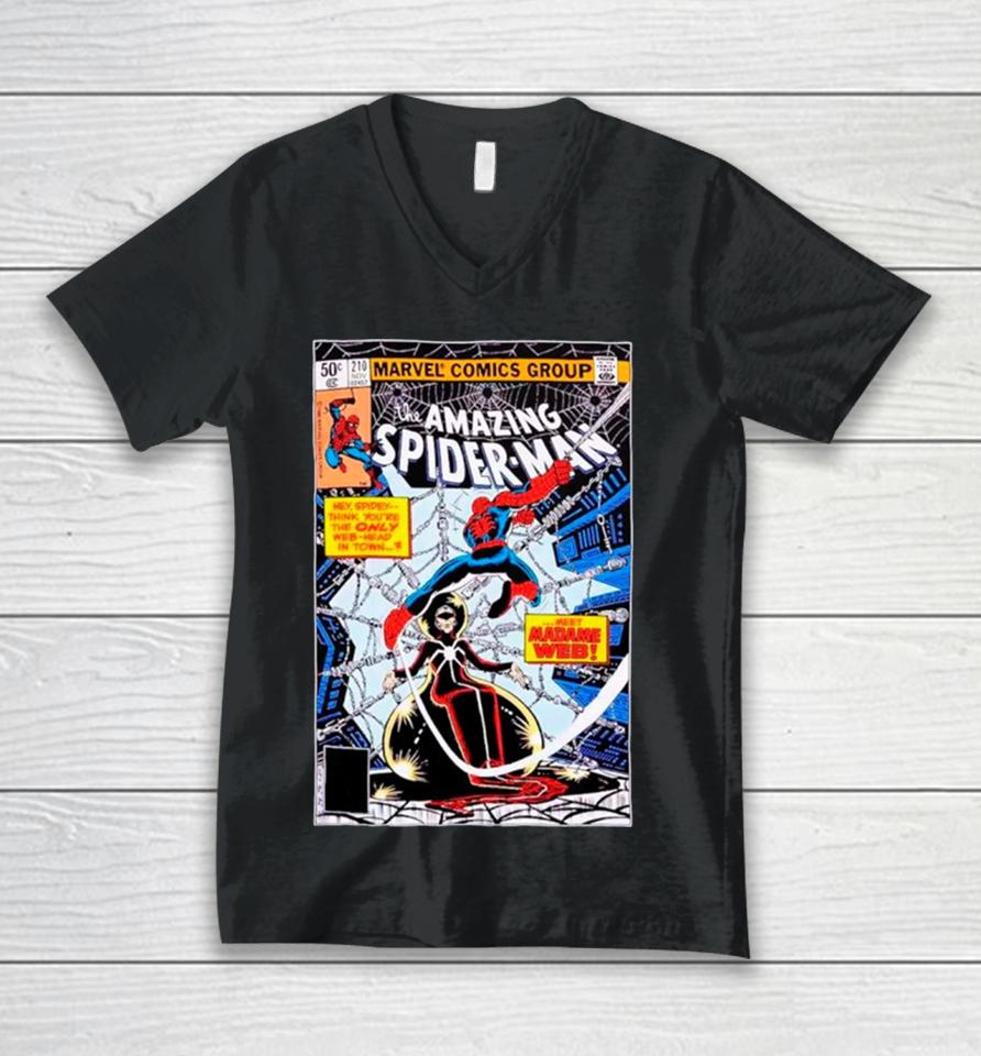 Marvel The Amazing Spider Man Madame Web Comic Cover Unisex V-Neck T-Shirt
