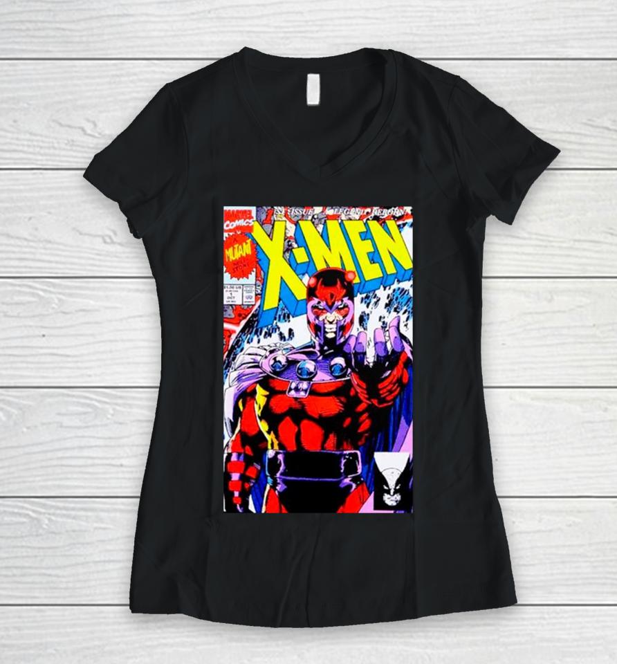 Marvel X Men Magneto Comic Cover Women V-Neck T-Shirt