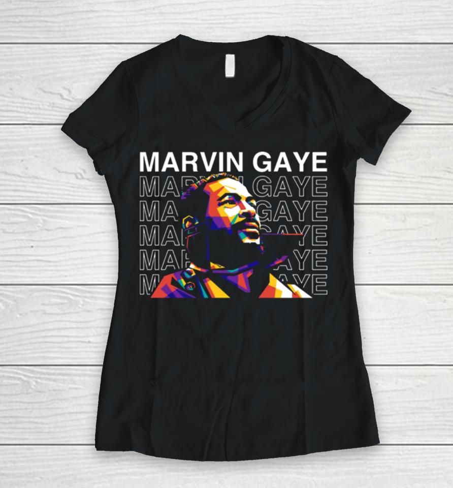 Marvin Gaye Wpap Pop Art Women V-Neck T-Shirt