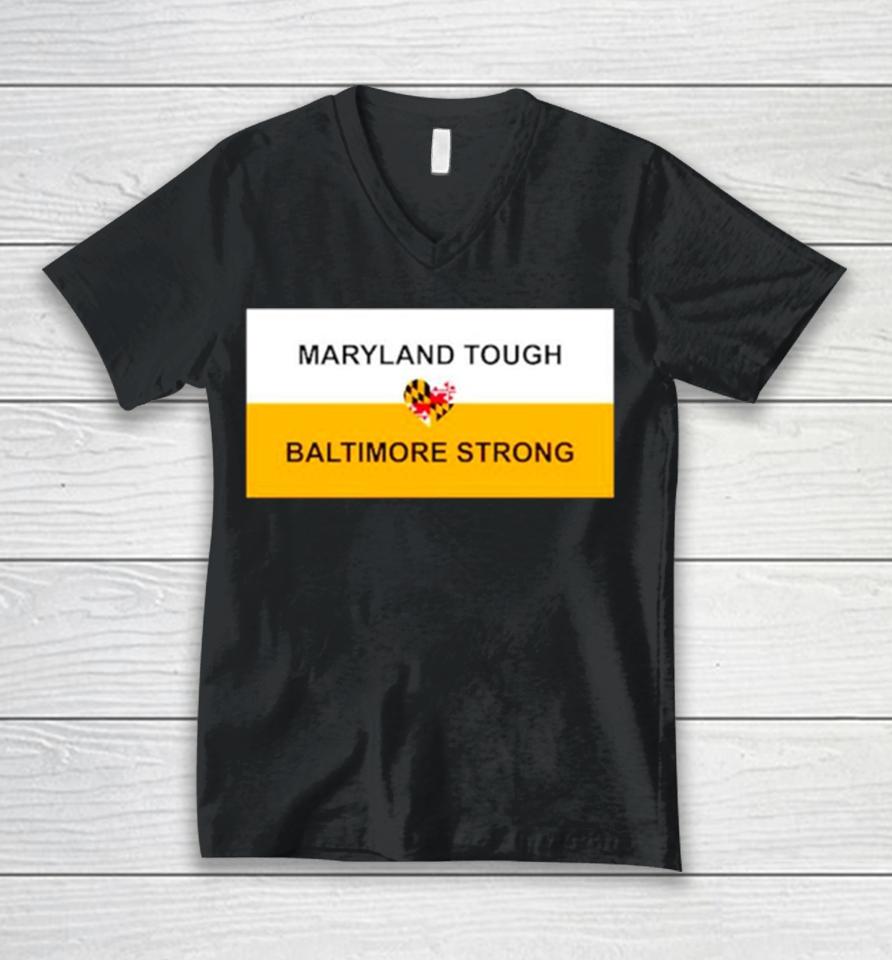 Maryland Tough Baltimore Strong Heart Unisex V-Neck T-Shirt