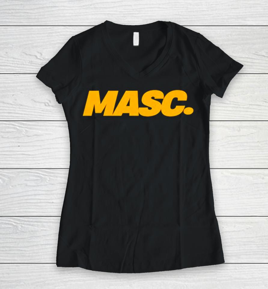 Masc Yellow Logo Women V-Neck T-Shirt