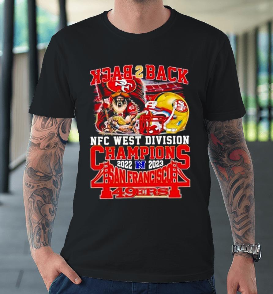 Mascot Helmet Back 2 Back Nfc West Division Champions 2022 2023 San Francisco 49Ers Premium T-Shirt