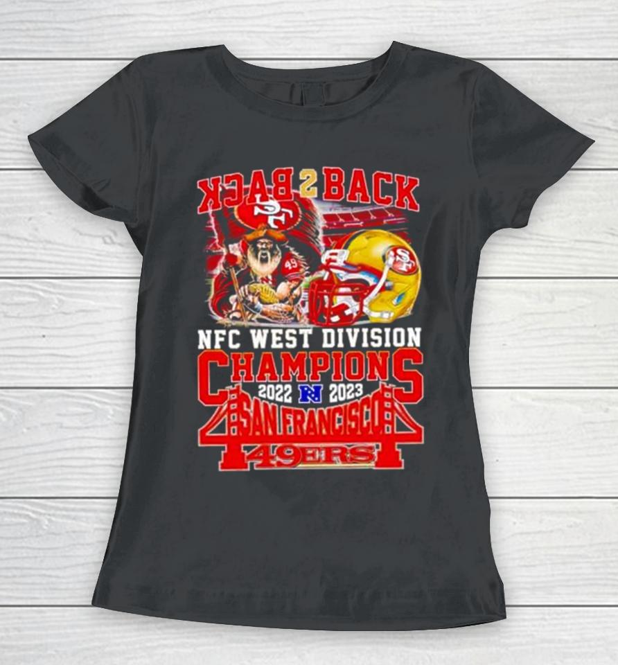 Mascot Helmet Back 2 Back Nfc West Division Champions 2022 2023 San Francisco 49Ers Women T-Shirt