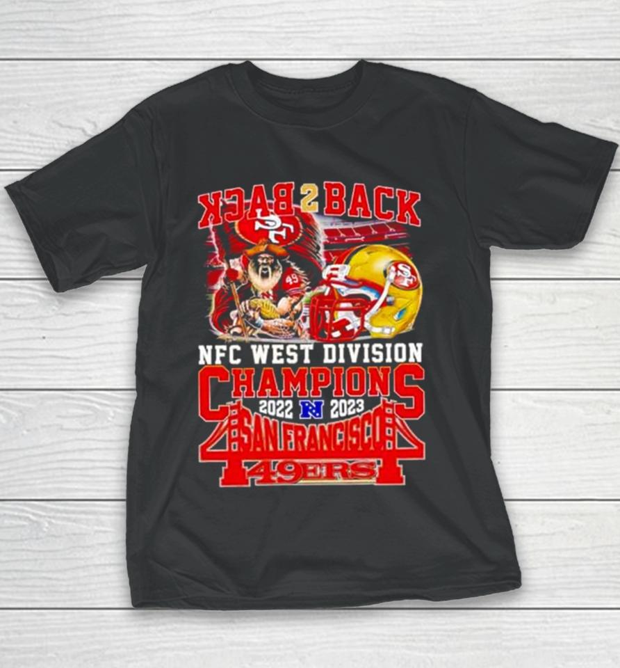 Mascot Helmet Back 2 Back Nfc West Division Champions 2022 2023 San Francisco 49Ers Youth T-Shirt