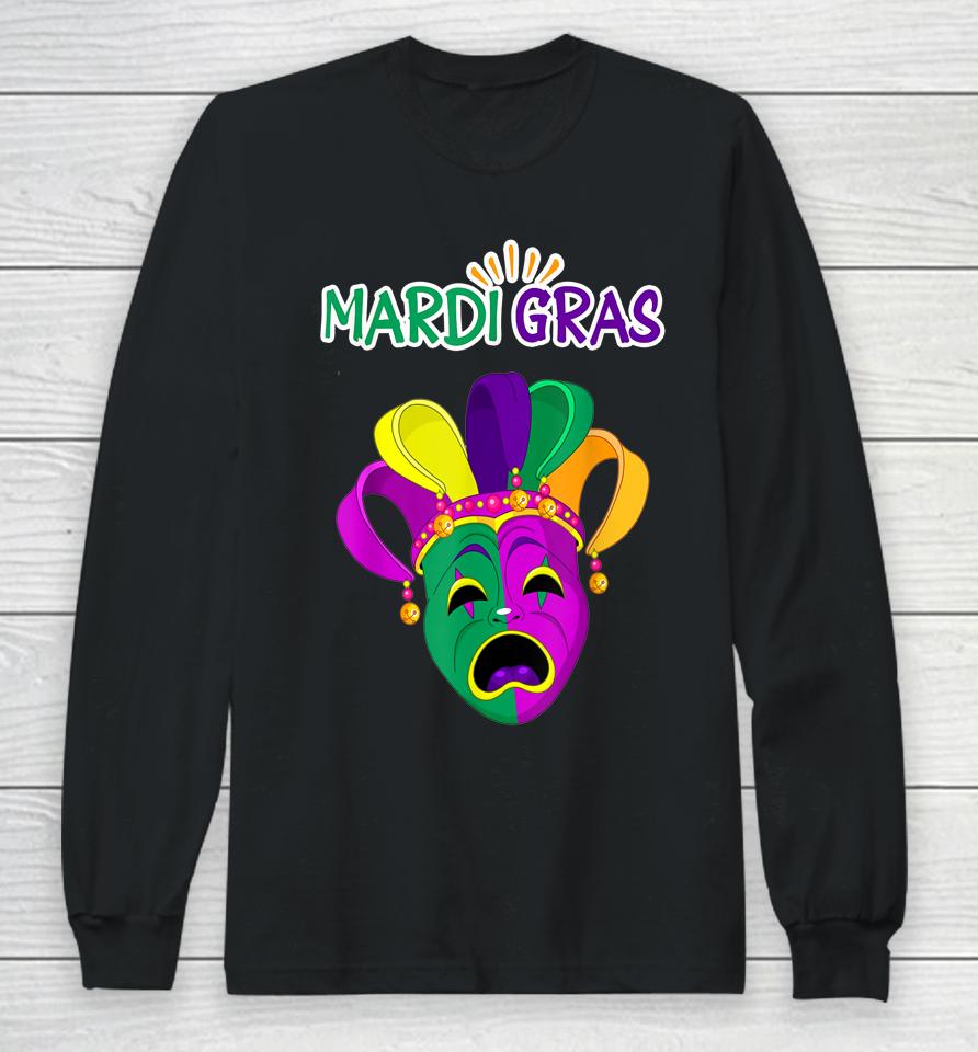 Mask And Face Mask Funny Mardi Gras Long Sleeve T-Shirt