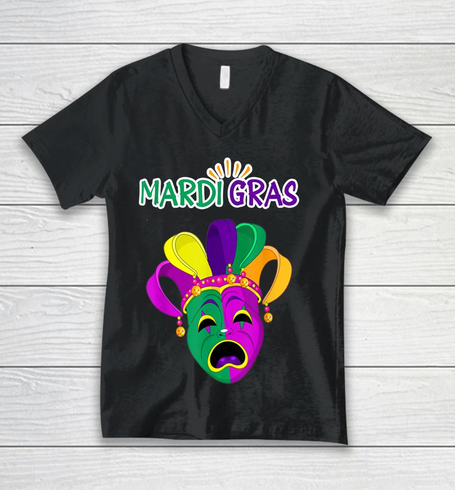 Mask And Face Mask Funny Mardi Gras Unisex V-Neck T-Shirt