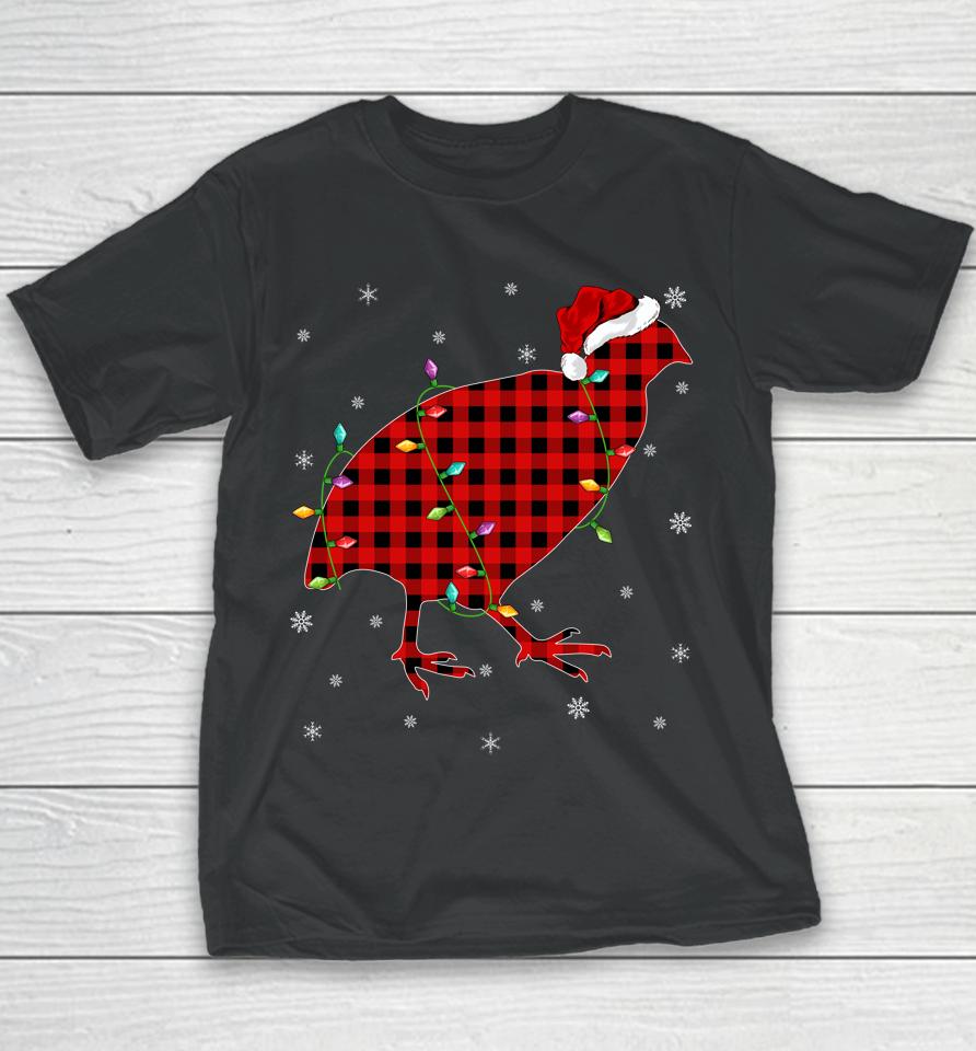 Matching Family Buffalo Plaid Quail Bird Christmas Pajama Youth T-Shirt