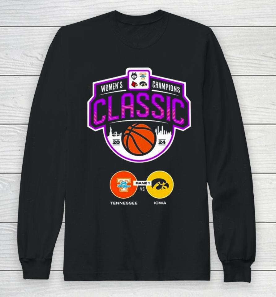 Matchup Tennessee Volunteers Versus Iowa Hawkeyes Women Champions Classic Ncaa March Madness 2024 Long Sleeve T-Shirt