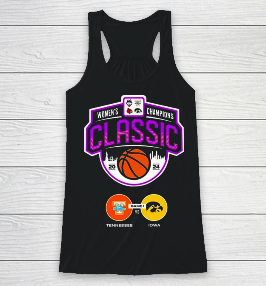 Matchup Tennessee Volunteers Versus Iowa Hawkeyes Women Champions Classic Ncaa March Madness 2024 Racerback Tank