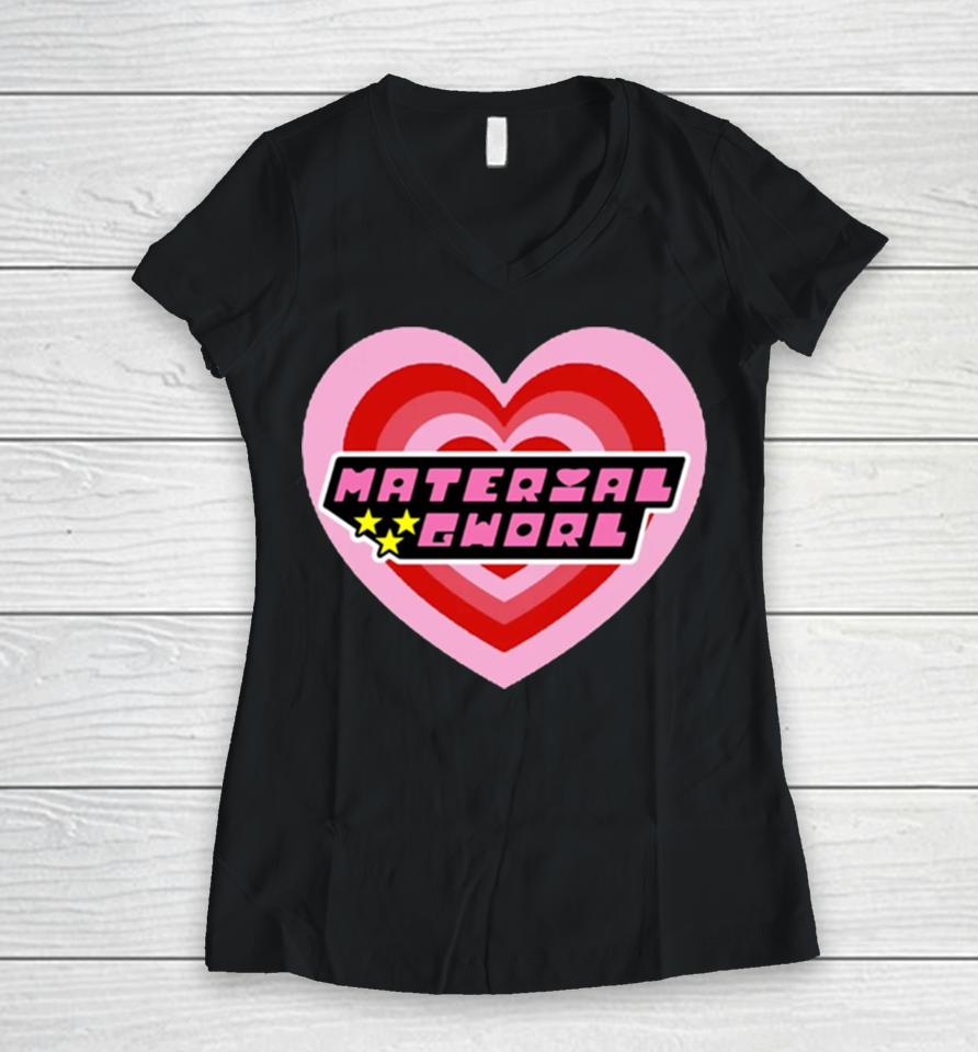 Material Gworl Powerpuff Girls Women V-Neck T-Shirt