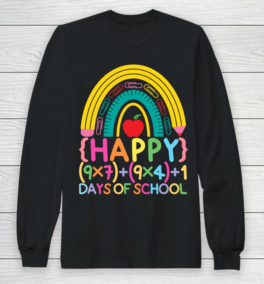 Math Formula Happy 100Th Day Of School Cute Rainbow For Kids Long Sleeve T-Shirt