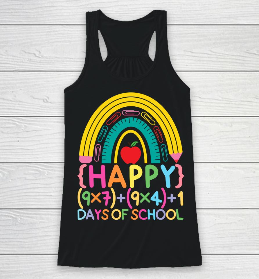 Math Formula Happy 100Th Day Of School Cute Rainbow For Kids Racerback Tank