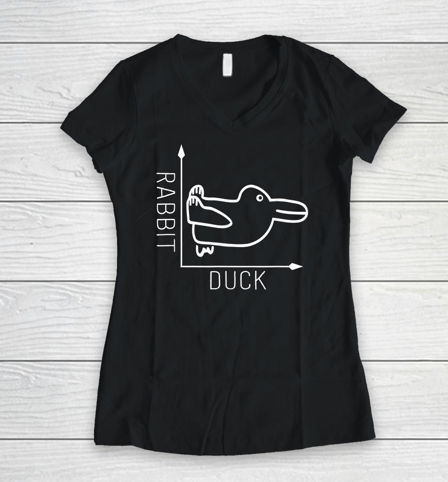 Math Graph Rabbit Duck Illusion Women V-Neck T-Shirt