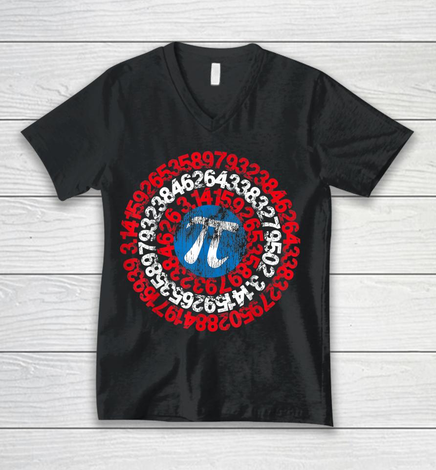 Mathematician Captain Pi Superhero Math Pi Day Unisex V-Neck T-Shirt