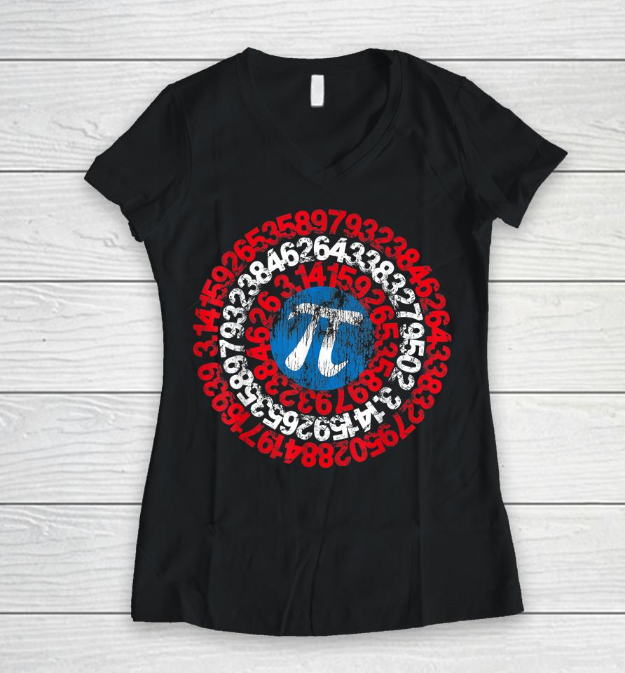Mathematician Captain Pi Superhero Math Pi Day Women V-Neck T-Shirt