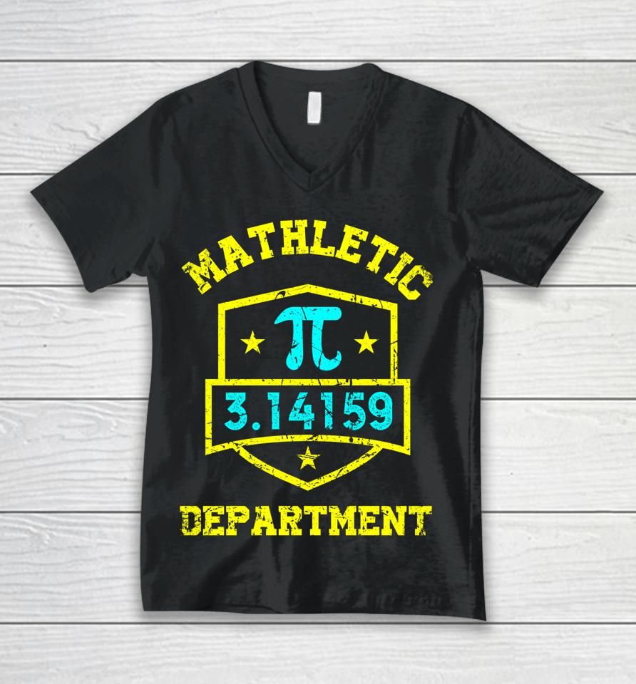 Mathletic Department Funy Math Teacher Student Pi Day Joke Unisex V-Neck T-Shirt