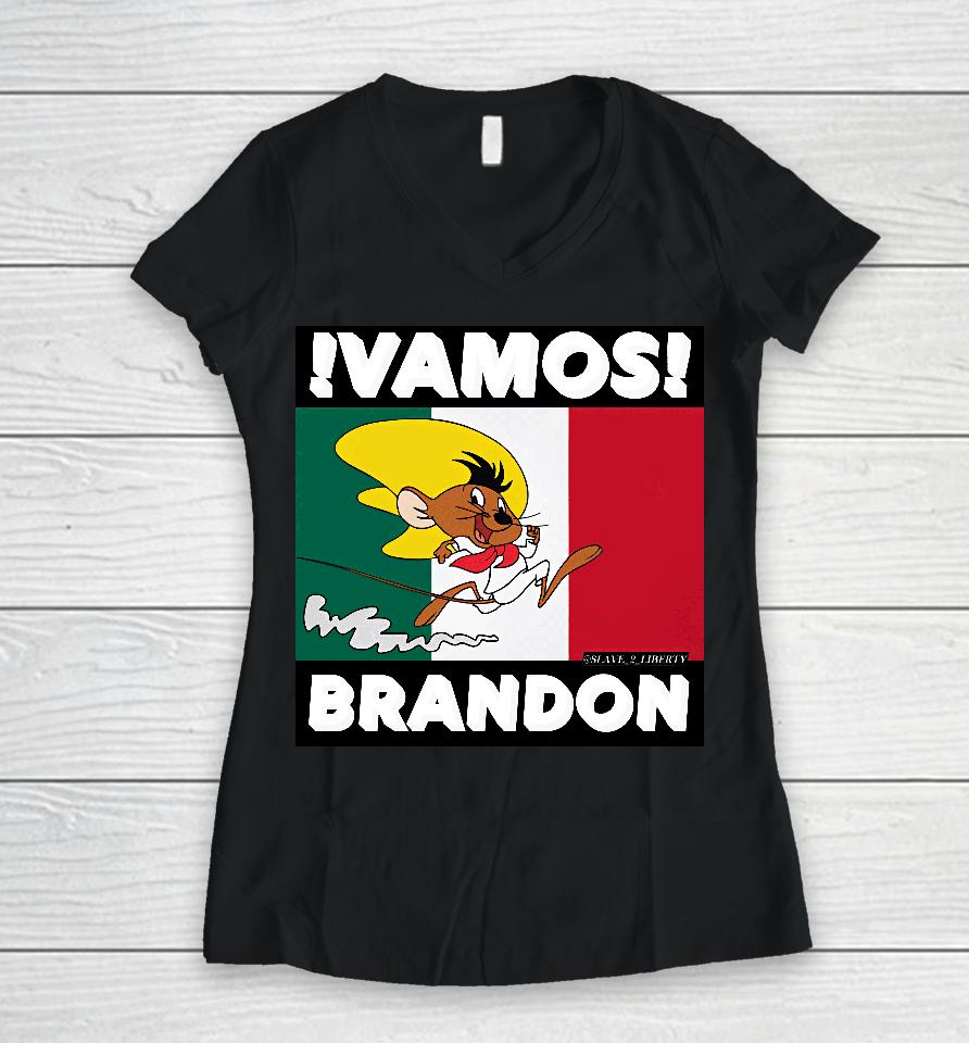 Matt Baker Wearing Vamos Brandon Bideninvasion Women V-Neck T-Shirt