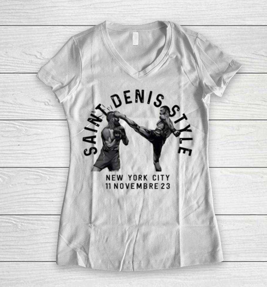 Matt Frevola Wearing Saint Denis Style New York City 11 Novembre 23 Women V-Neck T-Shirt