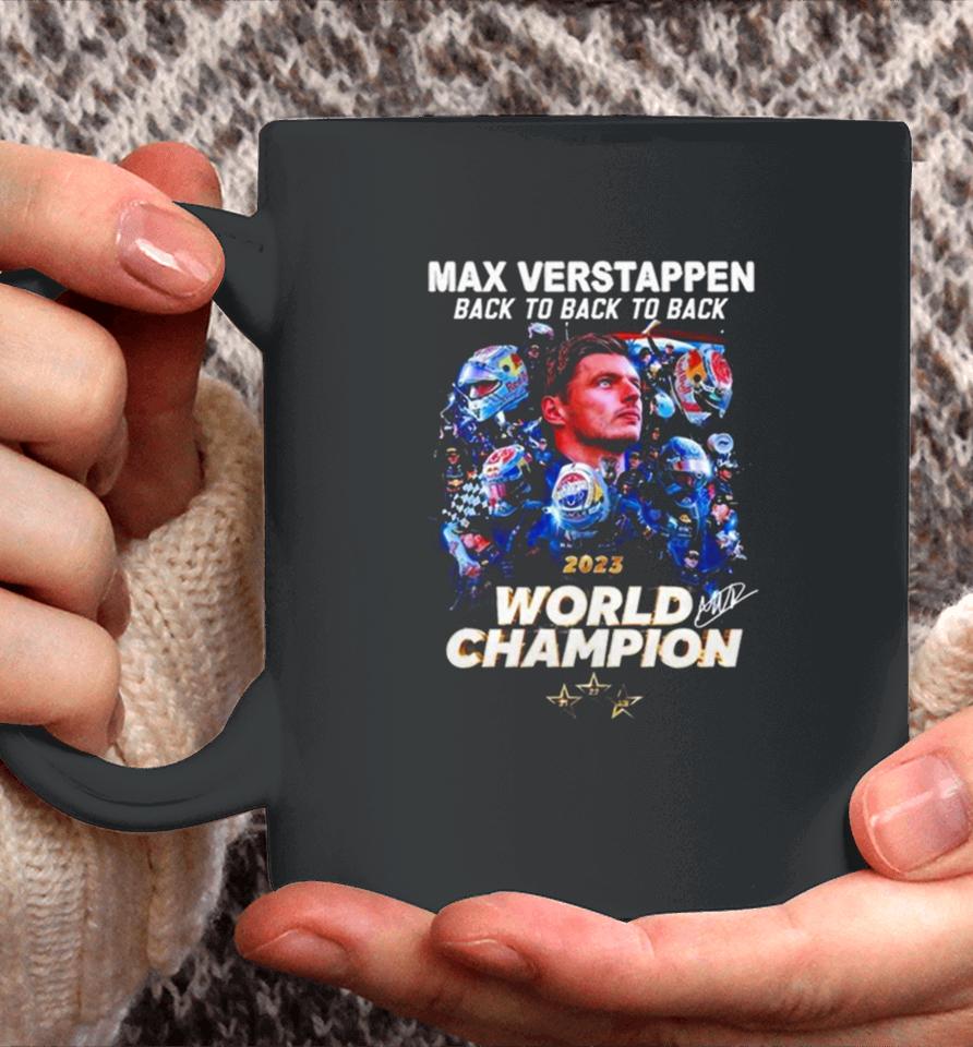 Max Verstappen Back To Back To Back 2023 World Champion Signature Coffee Mug
