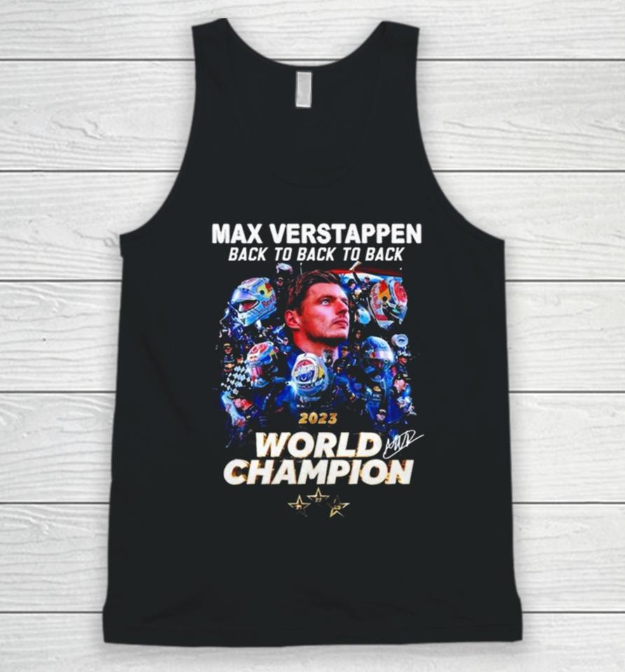 Max Verstappen Back To Back To Back 2023 World Champion Signature Unisex Tank Top