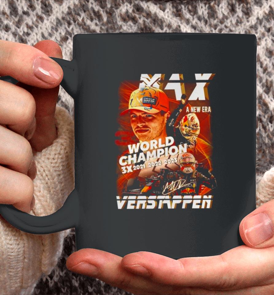 Max Verstappen World Champion A New Era 3X 2021 2023 Signature Coffee Mug
