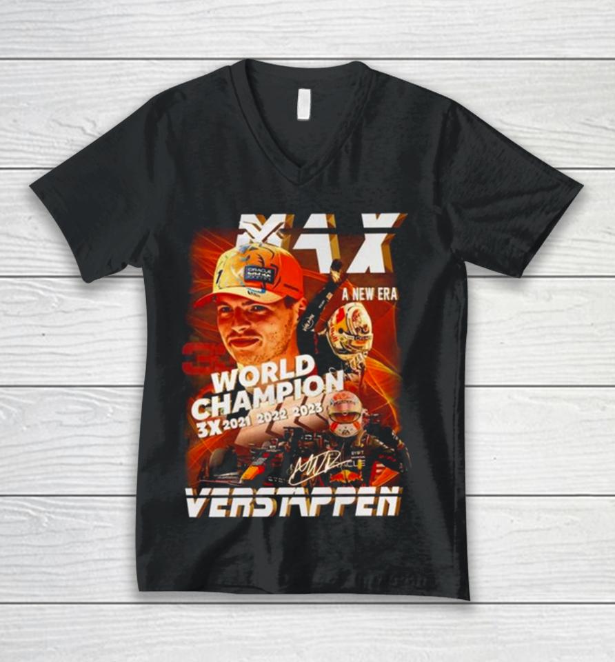Max Verstappen World Champion A New Era 3X 2021 2023 Signature Unisex V-Neck T-Shirt