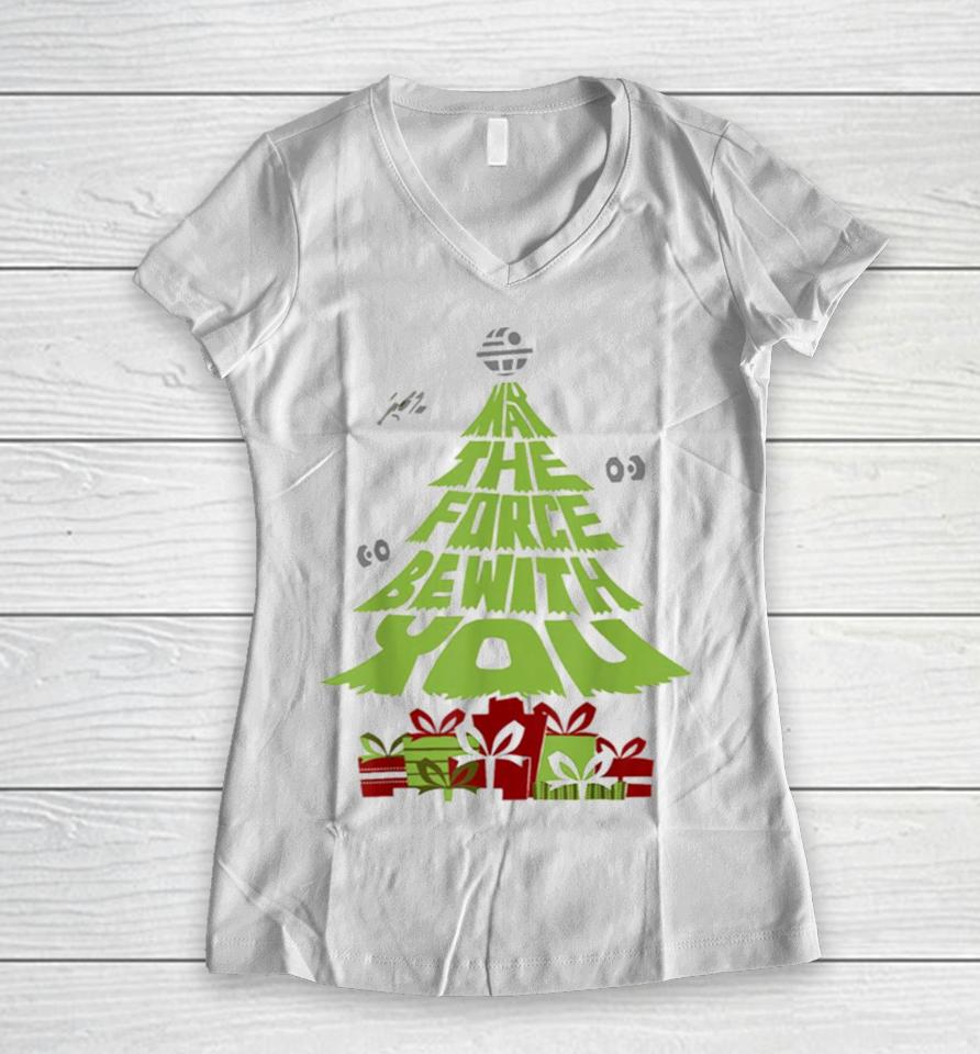 May The Force Be With You Christmas Tree Women V-Neck T-Shirt