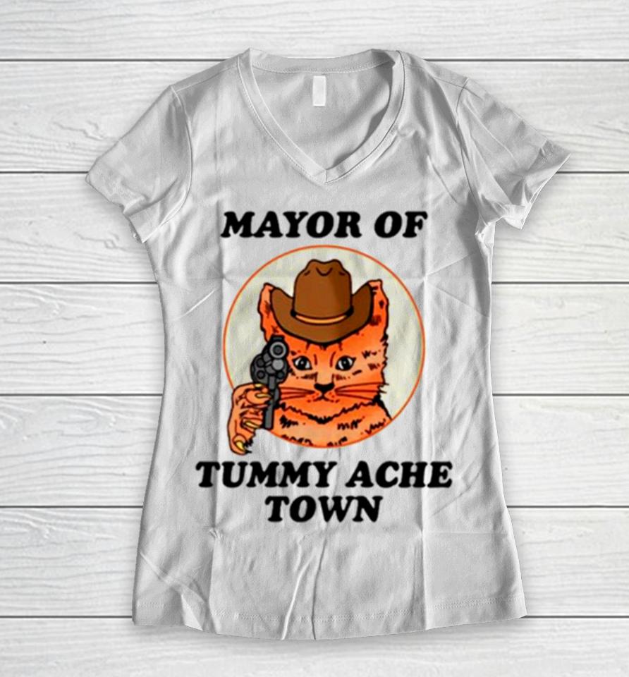Mayor Of Tummy Ache Town Women V-Neck T-Shirt