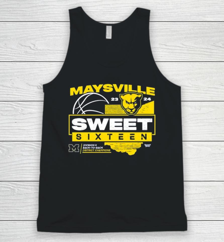 Maysville 2023 2024 Sweet Sixteen Division Ii Back To Back District Champions Unisex Tank Top